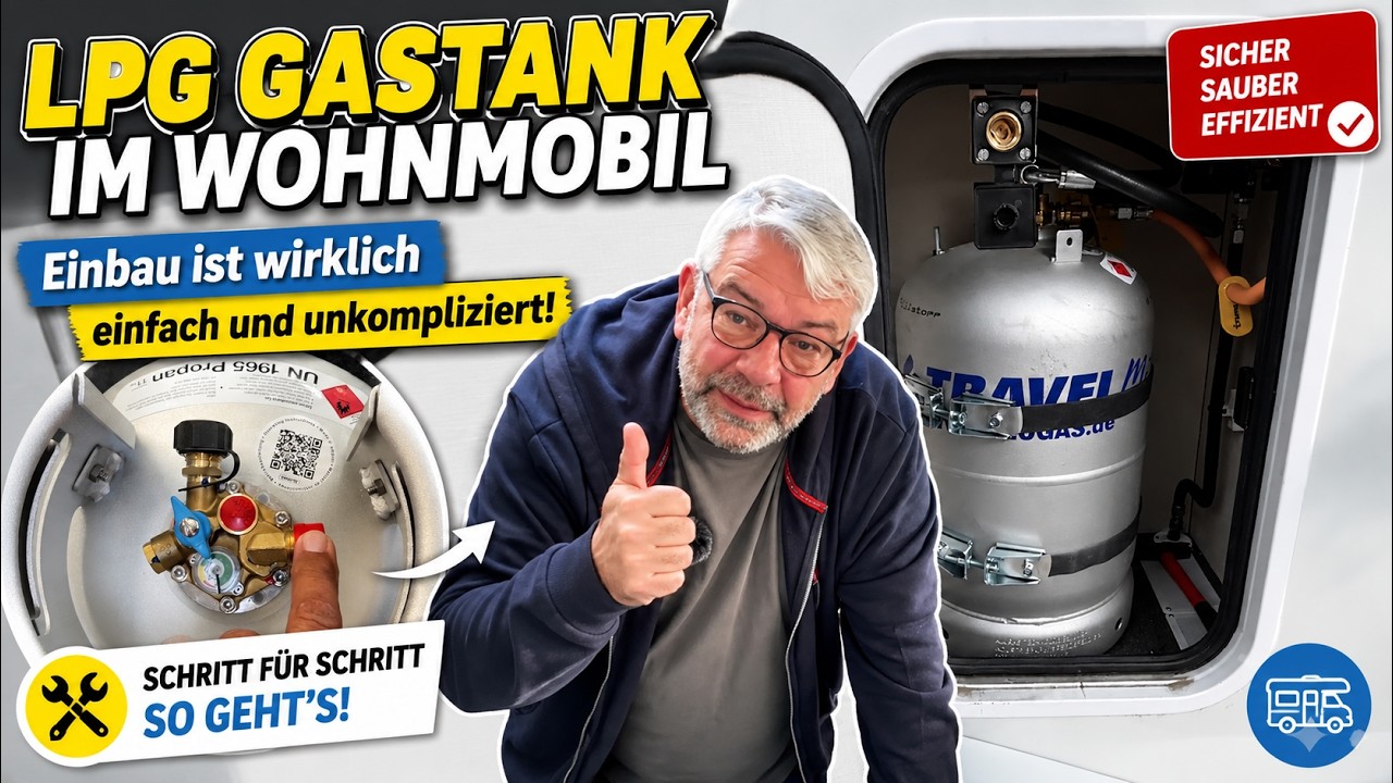 LPG Gastank im Wohnmobil. Der Einbau ist wirklich einfach und unkompliziert.