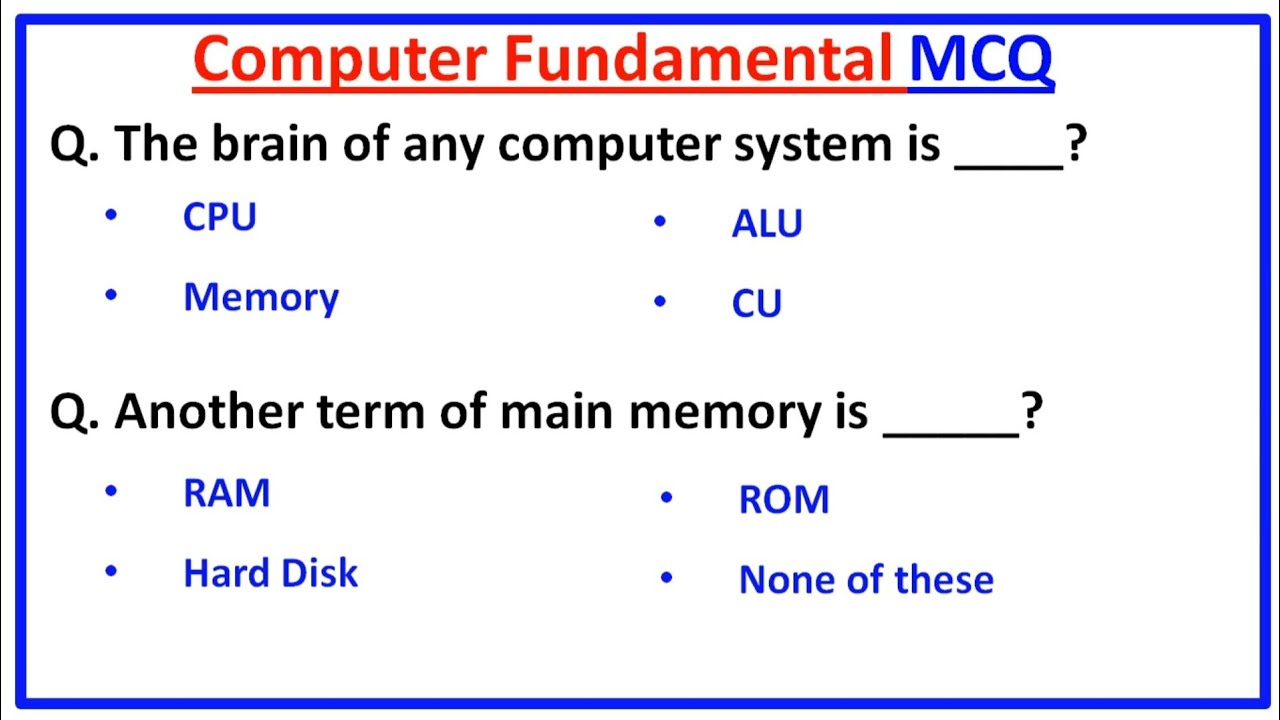 Top 100 Computer Fundamental MCQ (in 10 minutes) | Computer Fundamental MCQ Question and Answers