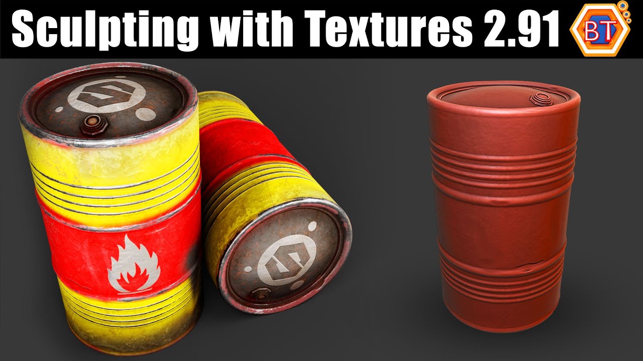 Blender 2.91 _ Oil Barrels | Sculpting with Textures