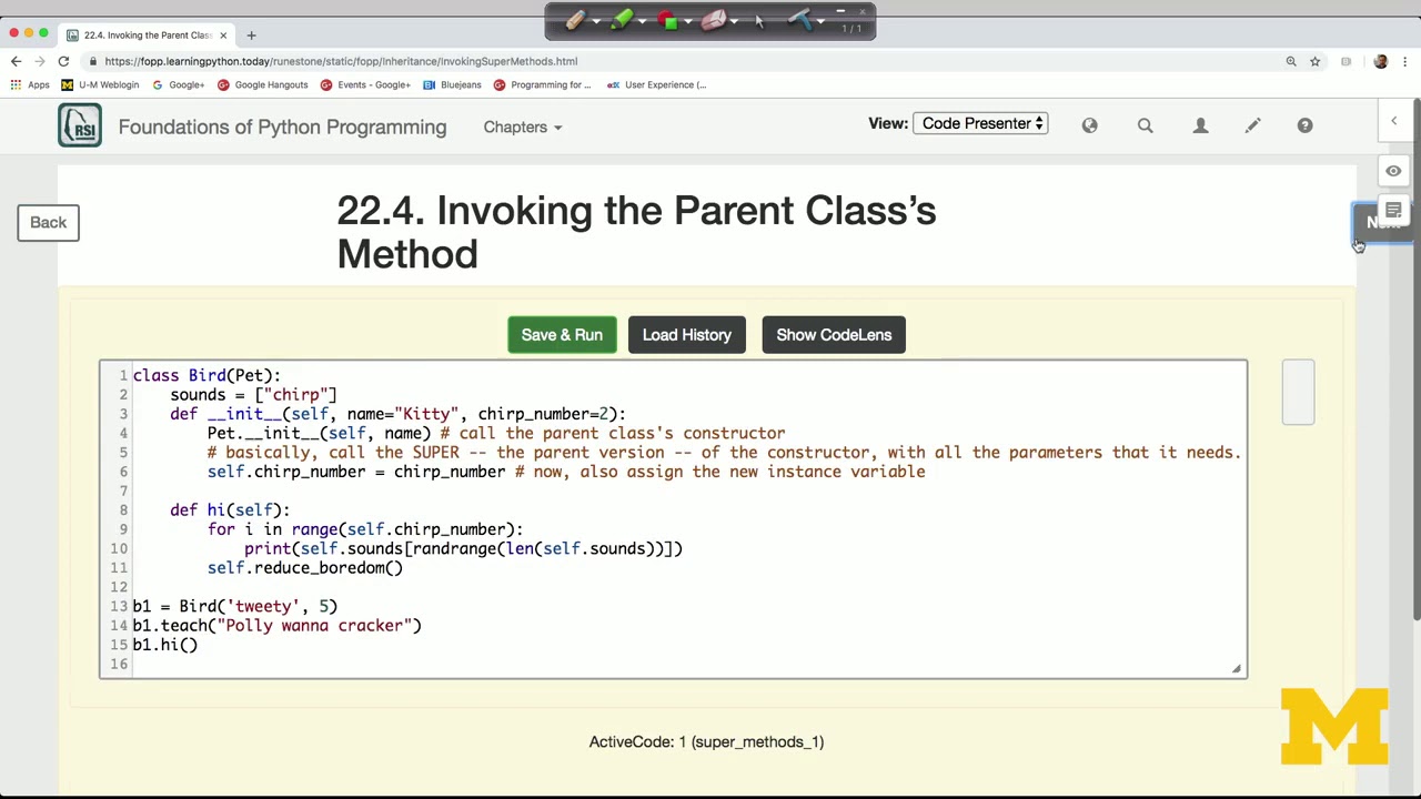 Invoking the Parent Class's Method - Python Classes and Inheritance