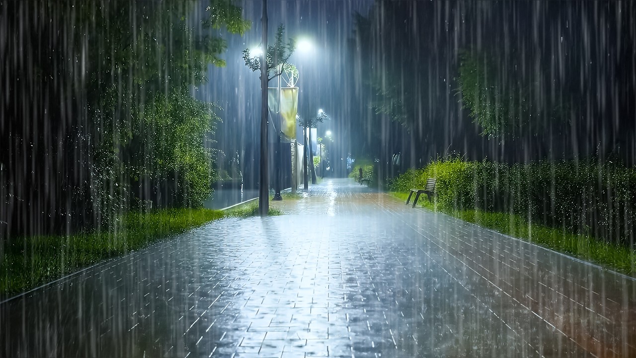 Relieve Stress & Sleep Soundly with Soft Rain on Night Park | ASMR Rain to Cure Insomnia