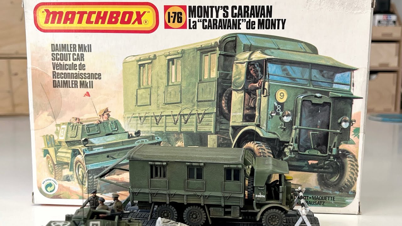Караван Монти с разведывательной машиной в масштабе 1/76. Ещё одна классическая модель Matchbox.