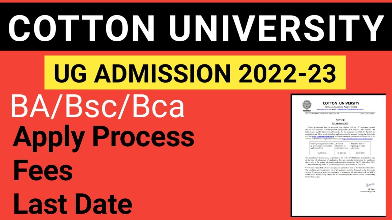 Cotton University UG Admission 2022-23 Process Detailed information Fees, eligibility & more