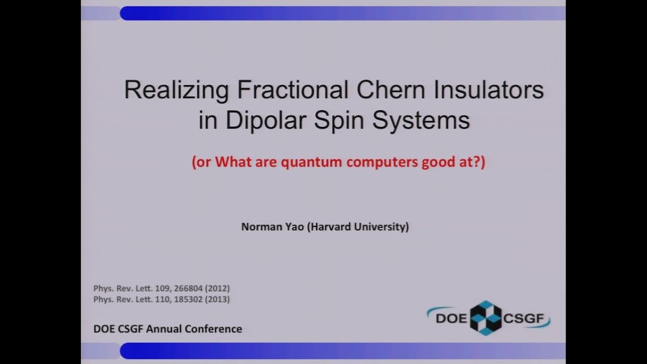 Realizing Fractional Chern Insulators with Dipolar Spins - Norman Yao