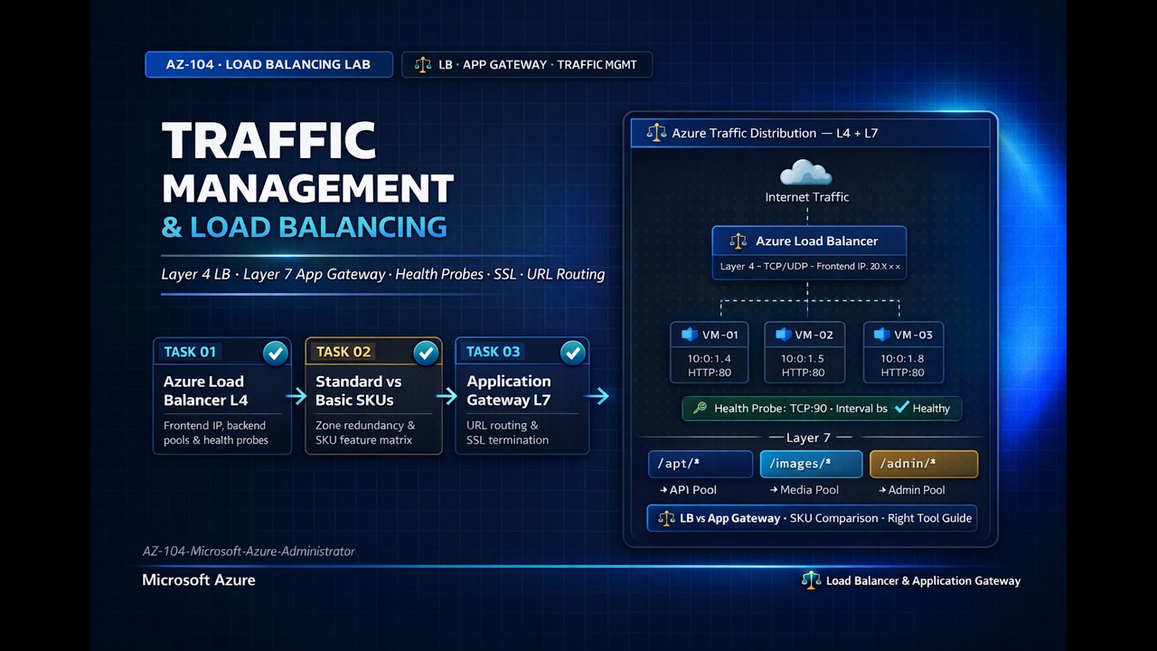 AZ-104 Lab 07: Implement Network Traffic Management | Load Balancer & Application Gateway Tutorial