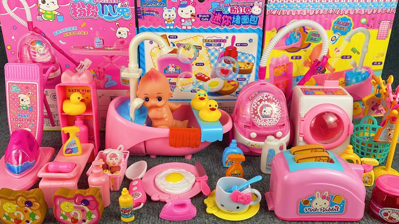 10 Minutes Satisfying with Unboxing Pink Rabbit Bathtub Play Set Review Toys | ASMR 