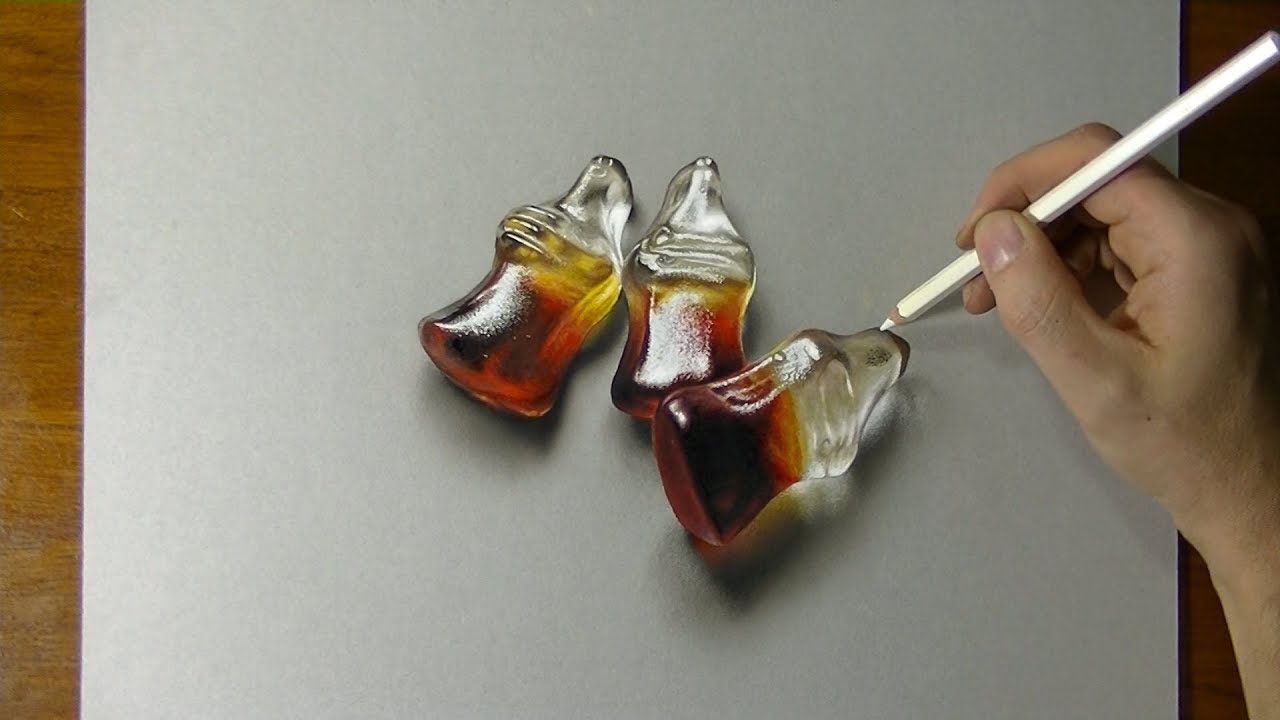 Drawing Cola Bottle Gummies - How to Draw 3D Art