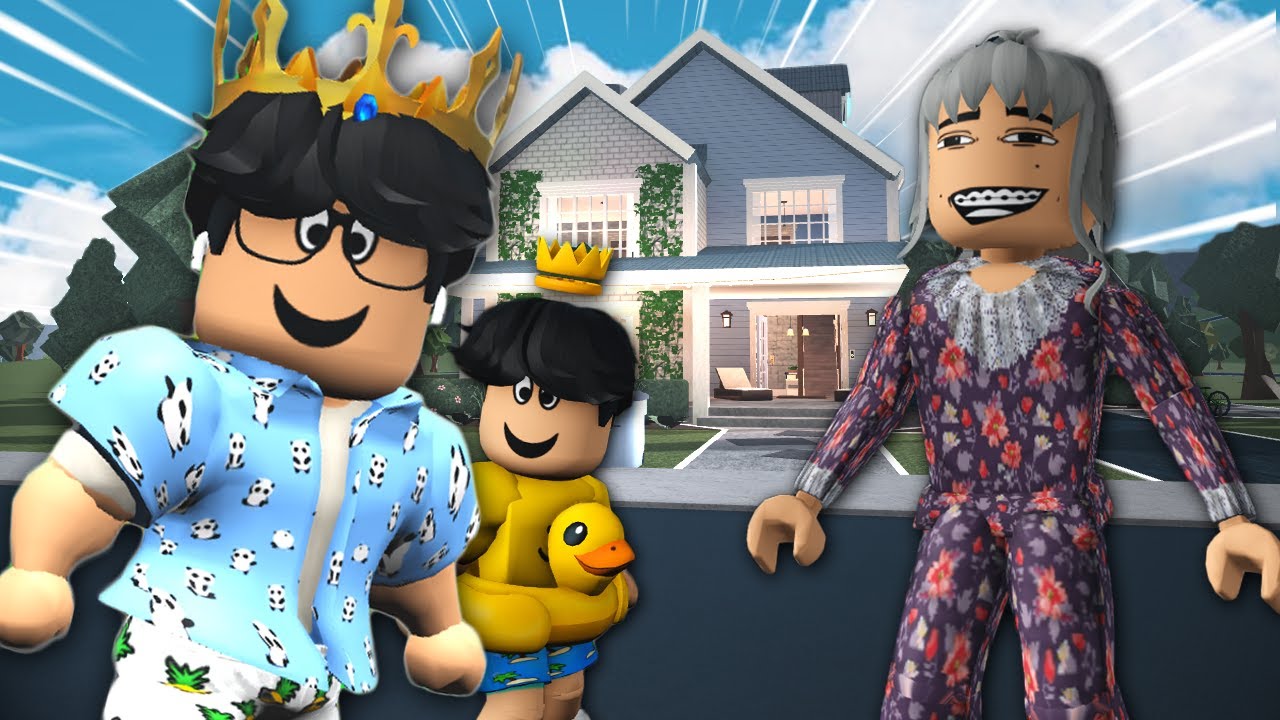 our CRAZY GREAT GRANDMA VISITS US... bloxburg roleplay