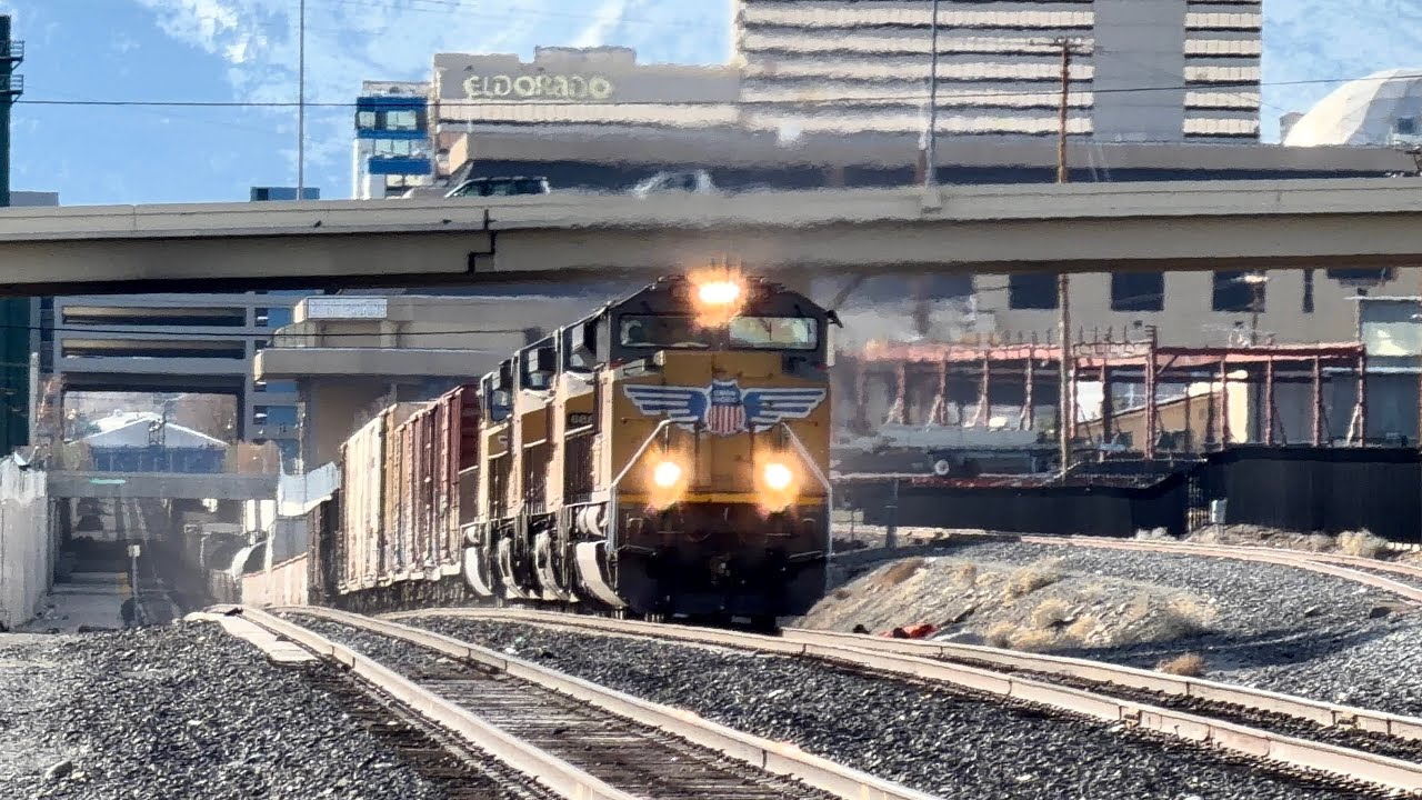 The Union Pacific (MRVNP) Mix Freight Train Going By Sutro Street in Reno Nevada New Year 2026 