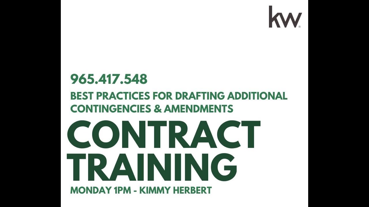 Contract Training: Drafting Contingencies & Amendments - 9/28/20