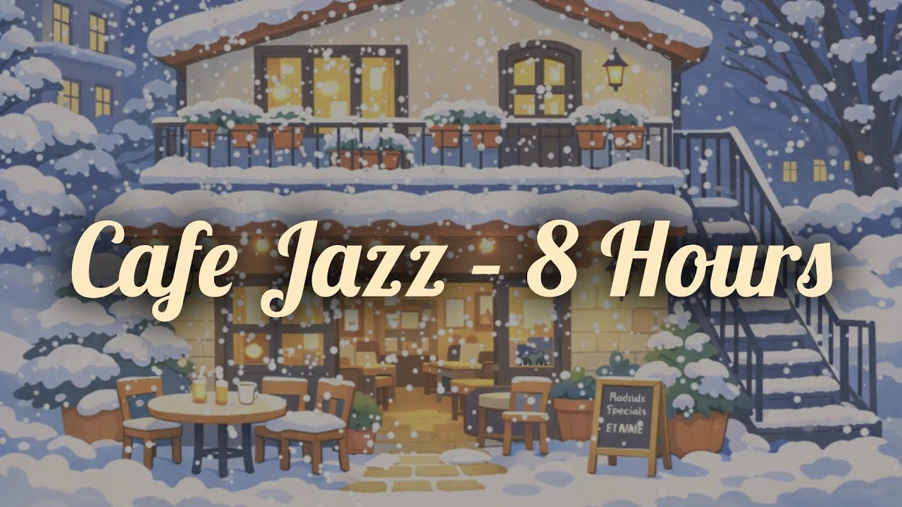 Snowy Winter Café Jazz Quiet Focus & Cozy Ambience (8 Hours)