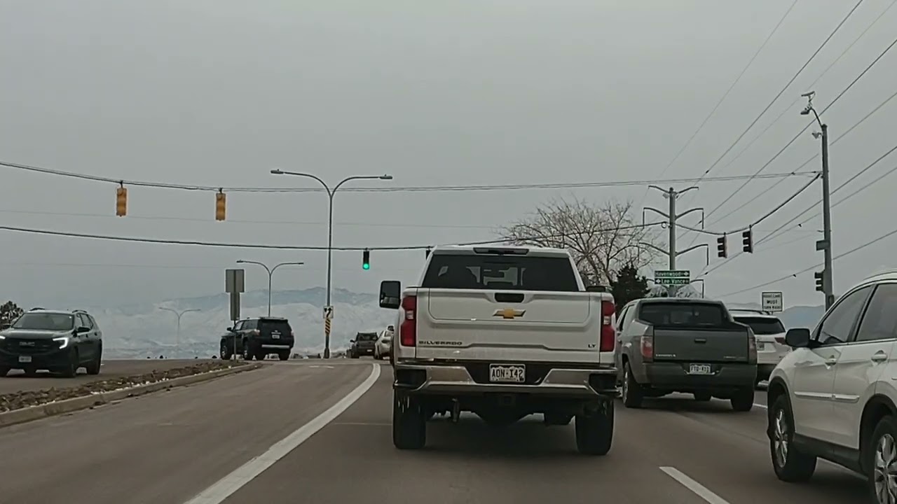 Beautiful cloudy drive in Colorado Springs, Colorado