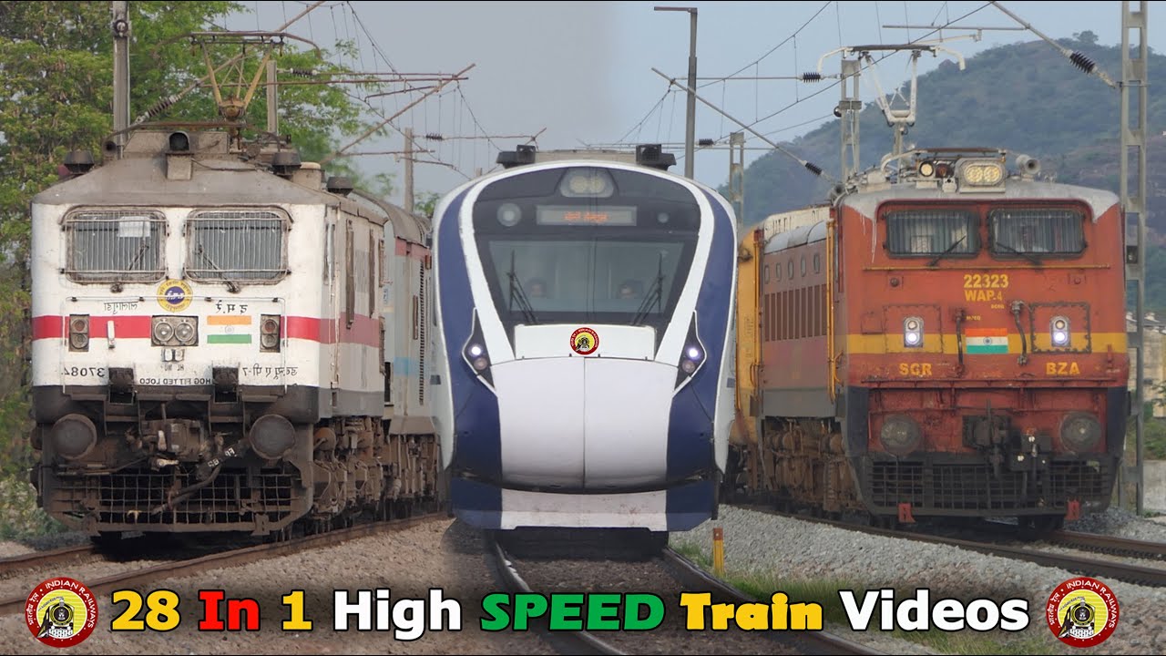 28 In 1 High SPEED ELECTRIC Train Videos | Vande Bharat + Telangana + Sabari Etc. | Indian Railways