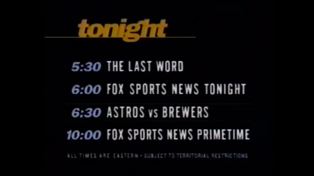 FOX Sports Net Southwest Menu June 2, 1999 5:30 PM - 10:00 ET