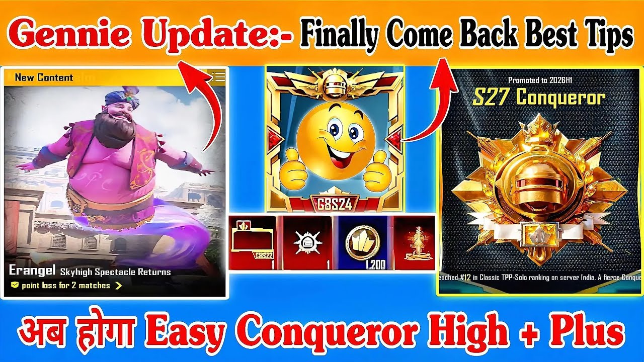 🇮🇳GENNIE UPDATE:-Finally ComeBack Best Rank Tips⁉️HOW TO GET REACH EASY CONQUEROR IN GENNIE UPDATE✅