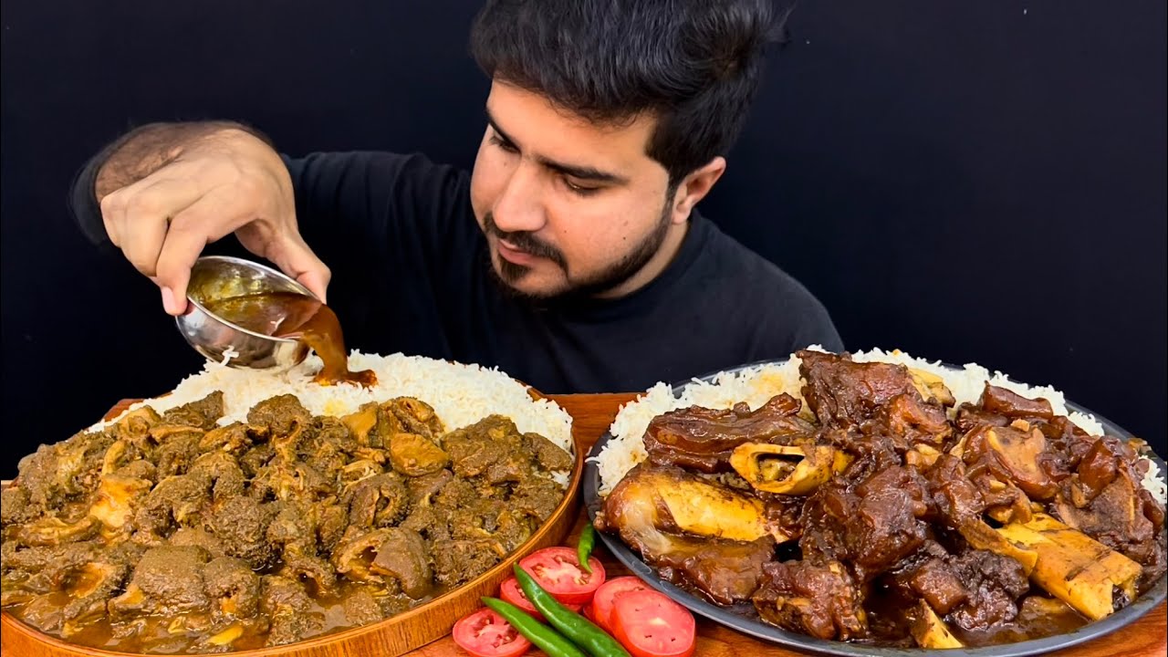 ASMR: EATING SPICY MUTTON BOTI CURRY+SPICY BEEF PAYA WITH RICE|| MUKBANG