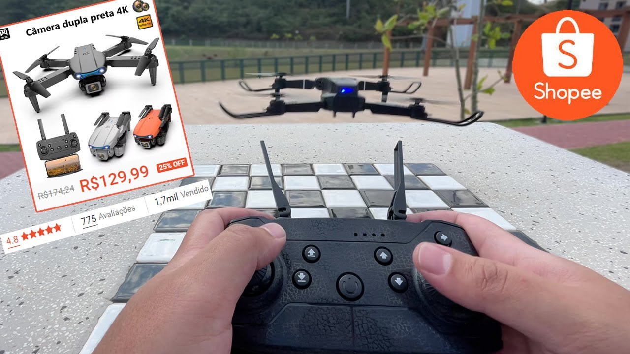 DRONE DA SHOPEE PROFISSIONAL 4K POR R$ 100 REAIS?!