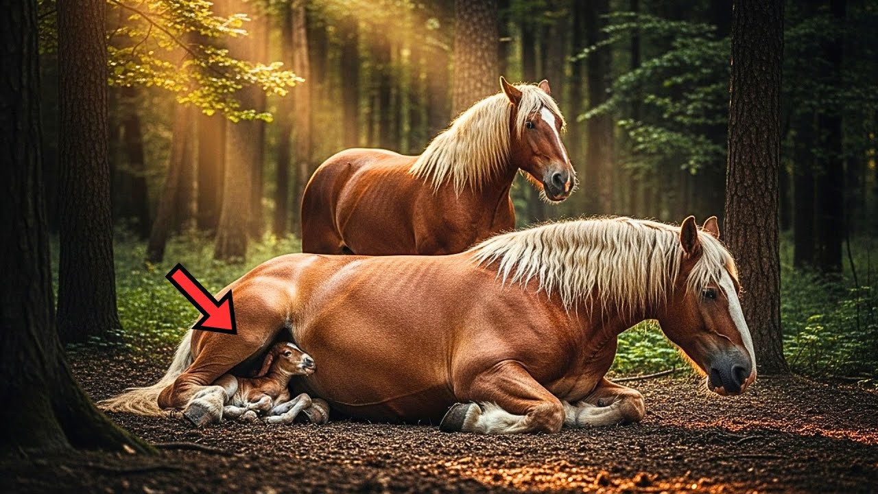 Giant Mare Goes Into Labor In The Middle Of The Forest... What The Horse Does Is Heroic