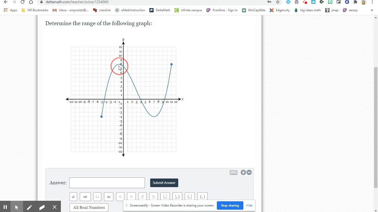 Domain and Range on Delta Math Using Interval Notation