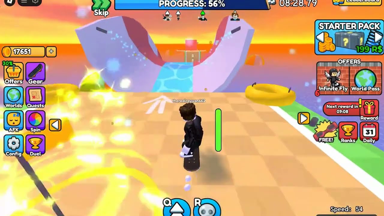 Playing skateboard obby part 3