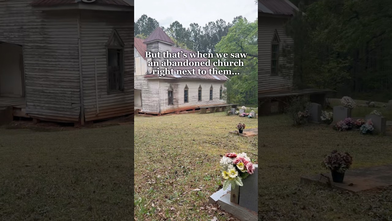 We found an abandoned church in the middle of the woods next to forgotten graves&hellip;