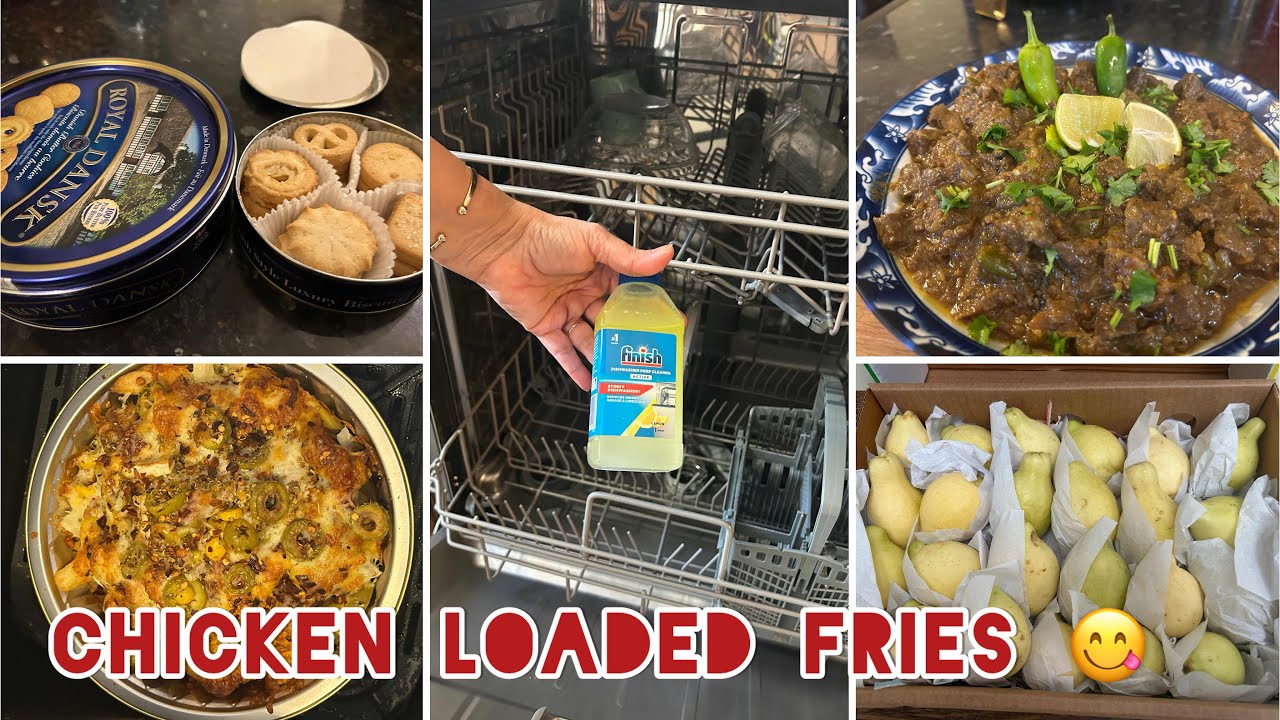 UK MAIN HOUSEWIFE KI LIFE|| DELICIOUS 🤤 KALEJJI|| HOW TO CLEAN DISHWASHER || CHICKEN LOADED FRIES 