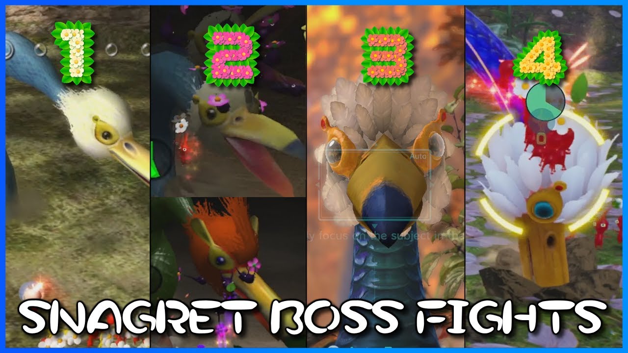 ALL SNAGRET BOSS BATTLES [Pikmin 1-4]