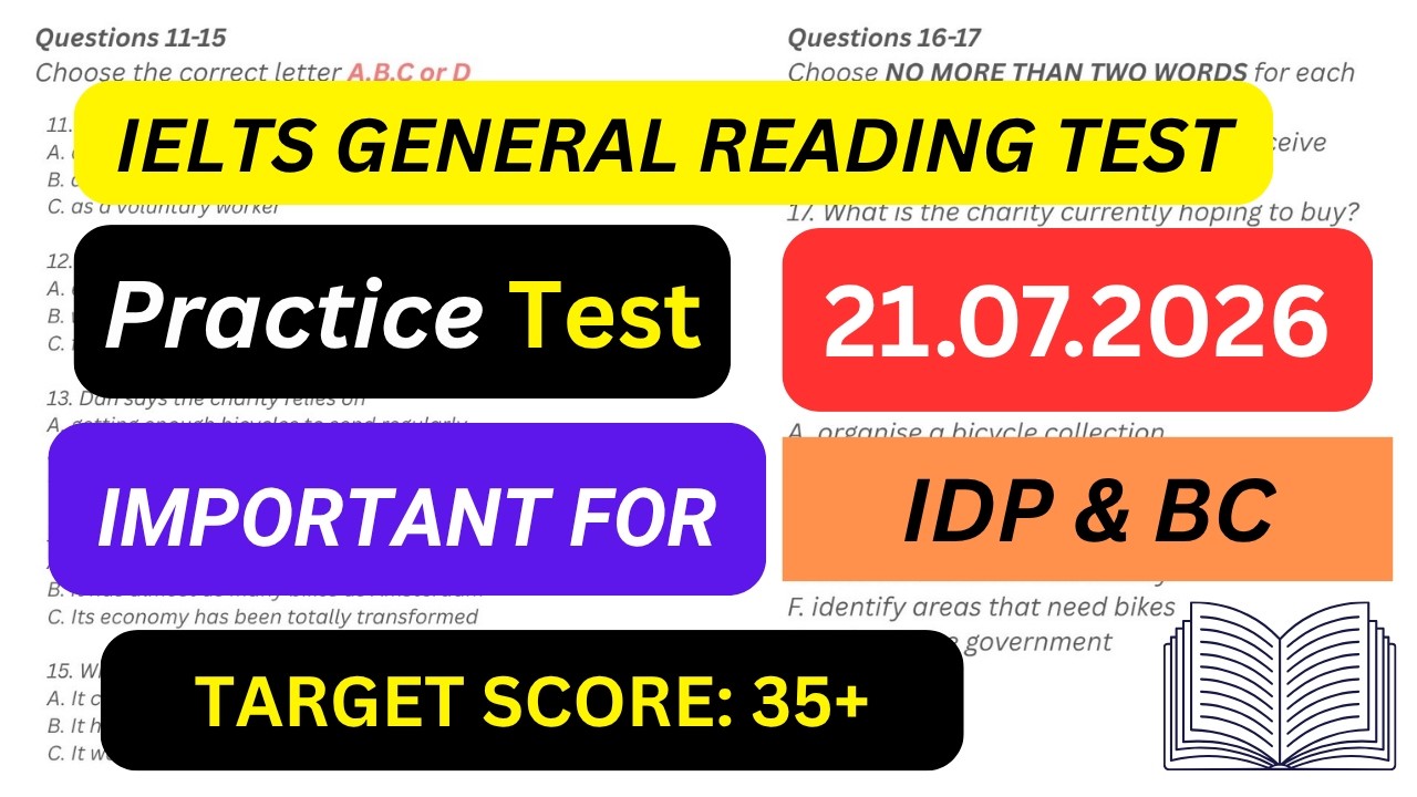 IELTS general reading practice test 2026 with answers | 21.07.2026