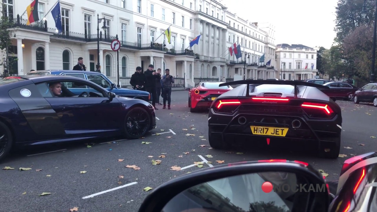 Supercar Convoy with Archie Hamilton R8 & Rana65556 Huracan Performante
