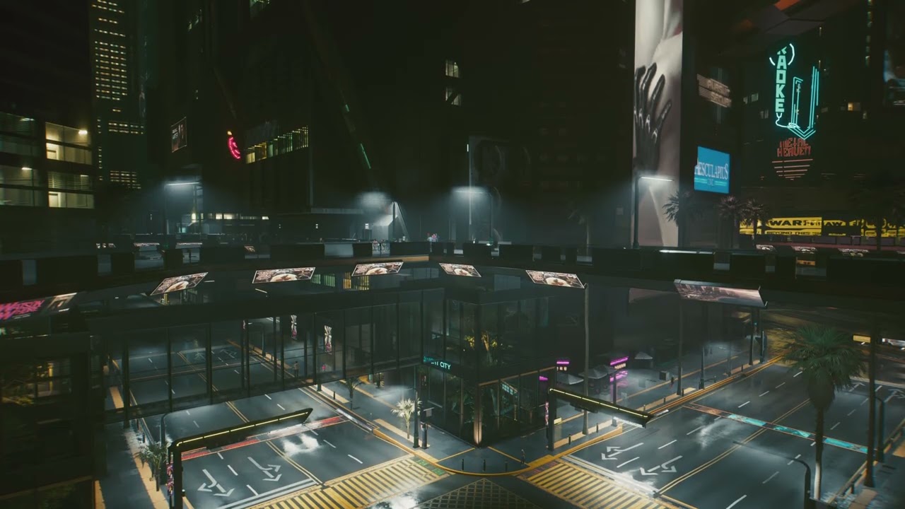 Cyberpunk 2077 Downtown 1 Hour Ambience