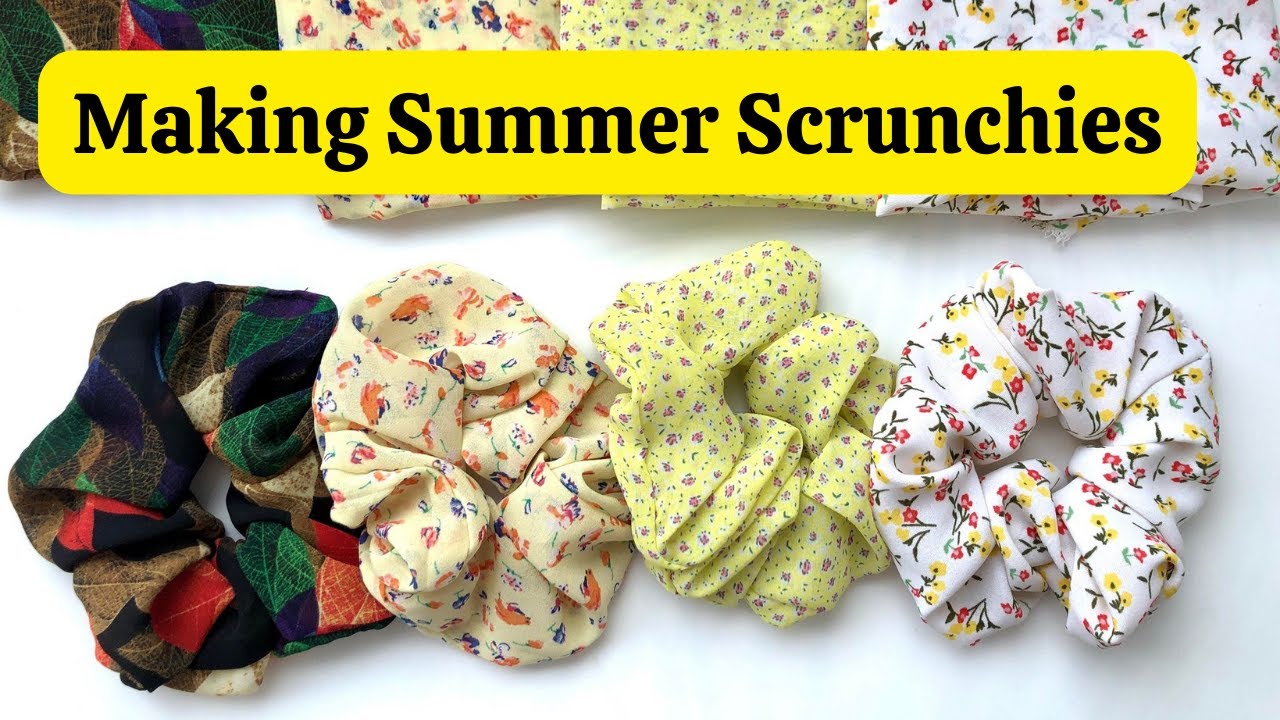 Making lightweight summer scrunchies | Sewing scrunchies in bulk from start to finish | Work with me