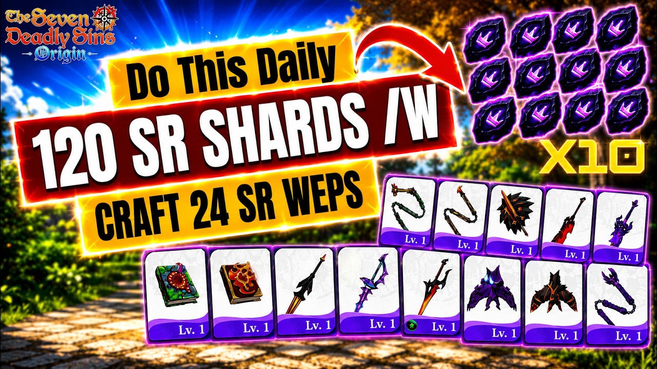 Farm This Daily! | 120 SR Shards / 24 SR Weapons Weekly | Daily Farm Route | 7DS Origin
