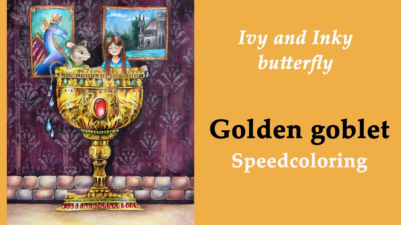 Golden goblet. Speedcoloring in 'Ivy and Inky butterfly' #Prismacolor #adultcoloring