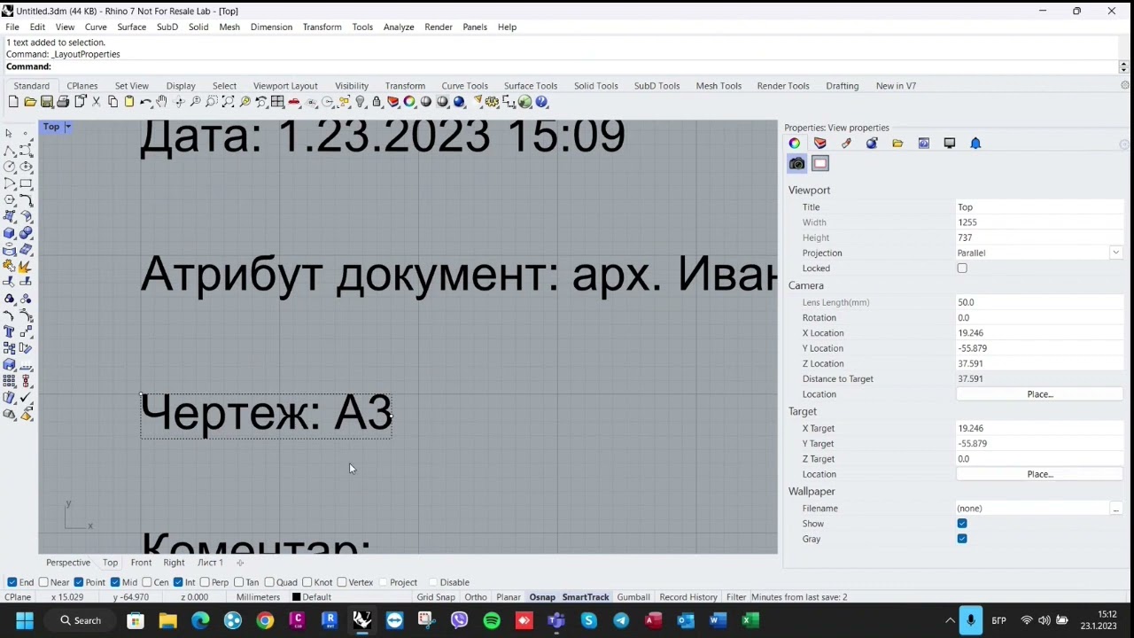 Rhino text fields