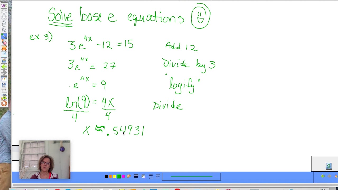 Solving equations with base e and ln