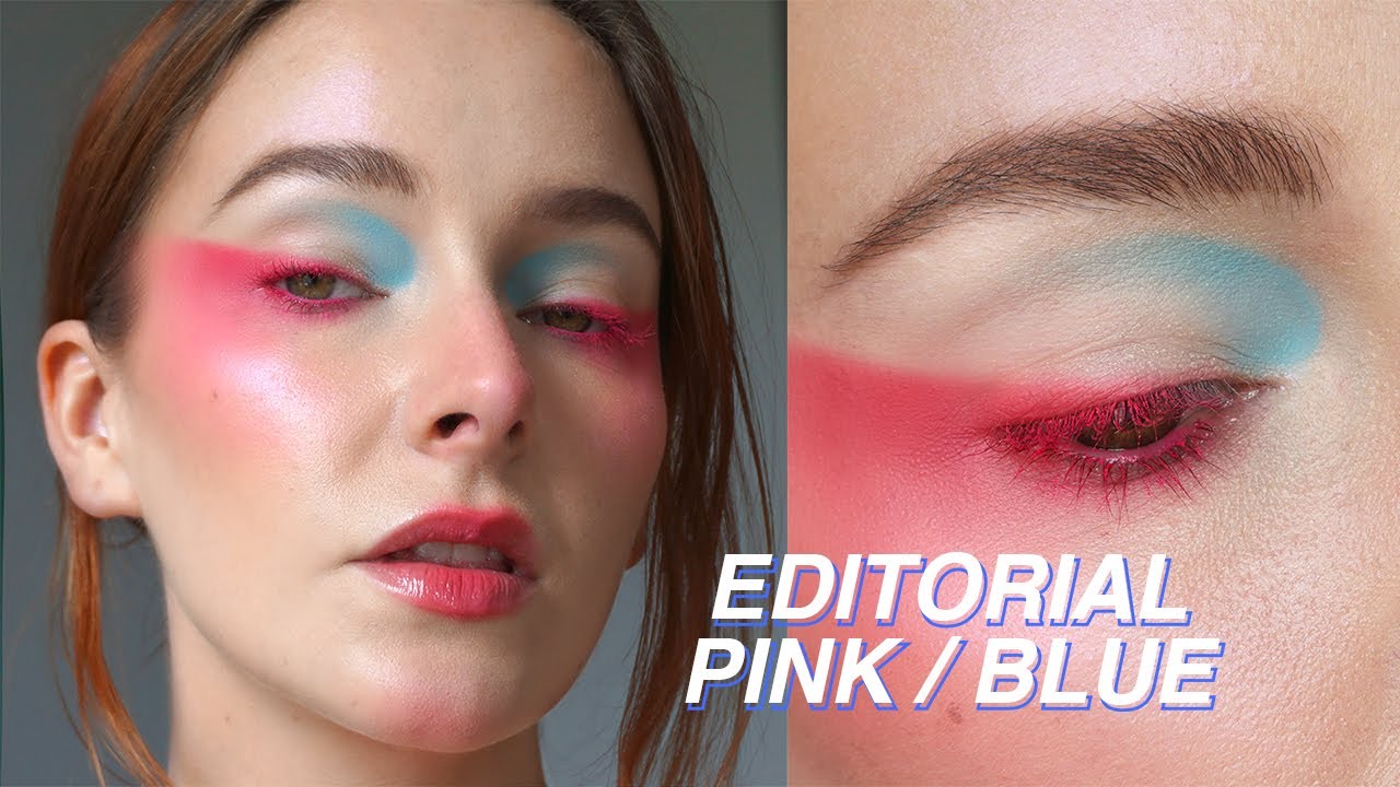 SIMPLE PINK EDITORIAL MAKEUP TUTORIAL with pop of blue