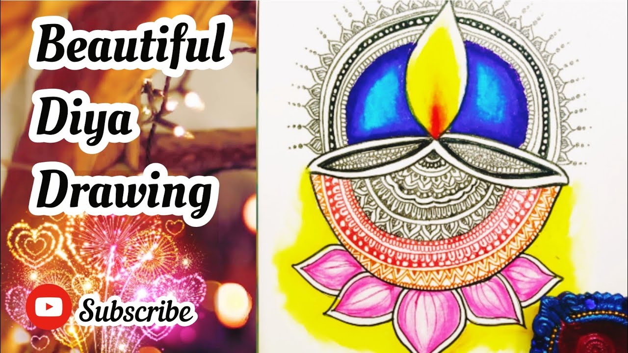 How To Draw Beautiful Diya in Doodle art ✨ Diwali special drawing of Beautiful Diya in Doodle art 🪔✨