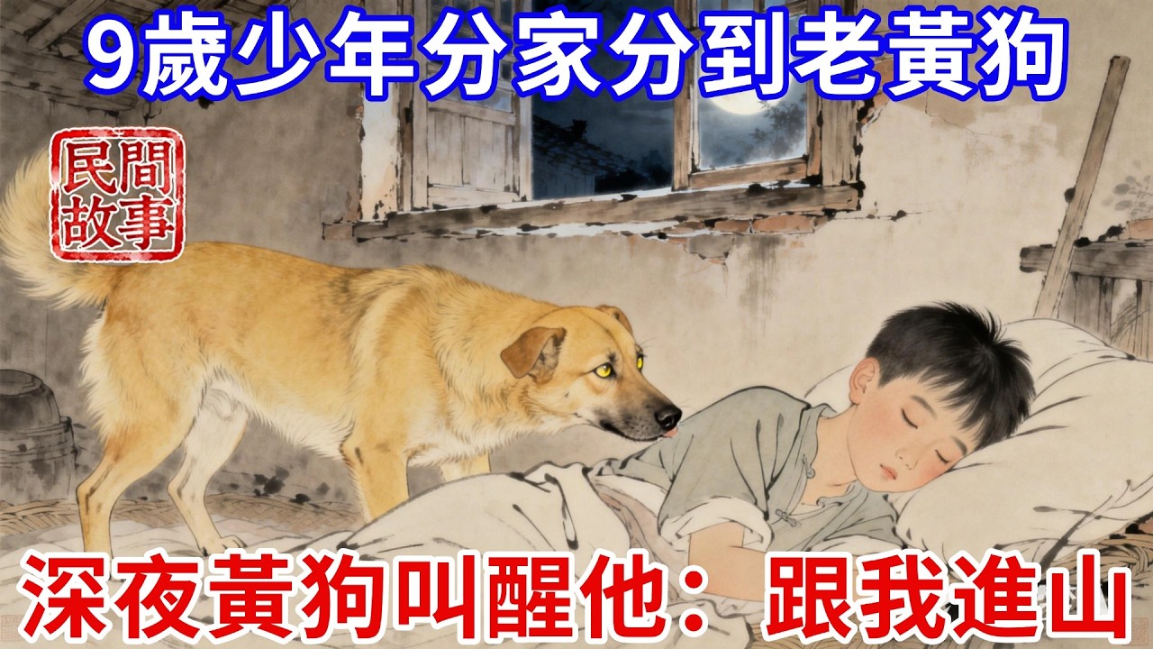 父母意外去世，9歲少年被迫和哥嫂分家，只分到了自己的床鋪和老黃狗，帶著黃狗搬到了村裏沒人要的破屋，深夜黃狗偷偷叫醒少年：跟我進山！竟帶他找到神秘寶箱！#民間故事 #傳統文化 #原創虛構 #槐樹下聽書