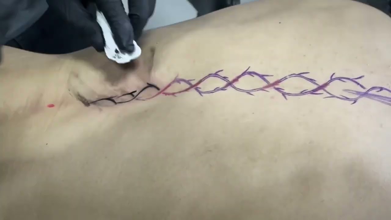 Espada com asa e espinhos - Tattoo nas costas