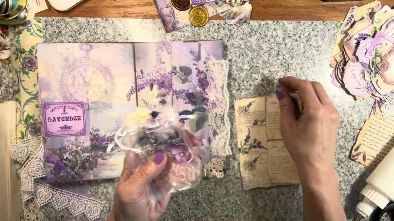 ADDING EMBELLISHMENTS TO Our Lavender JOURNAL a DP for @Paperomia #thesimplecrafter 