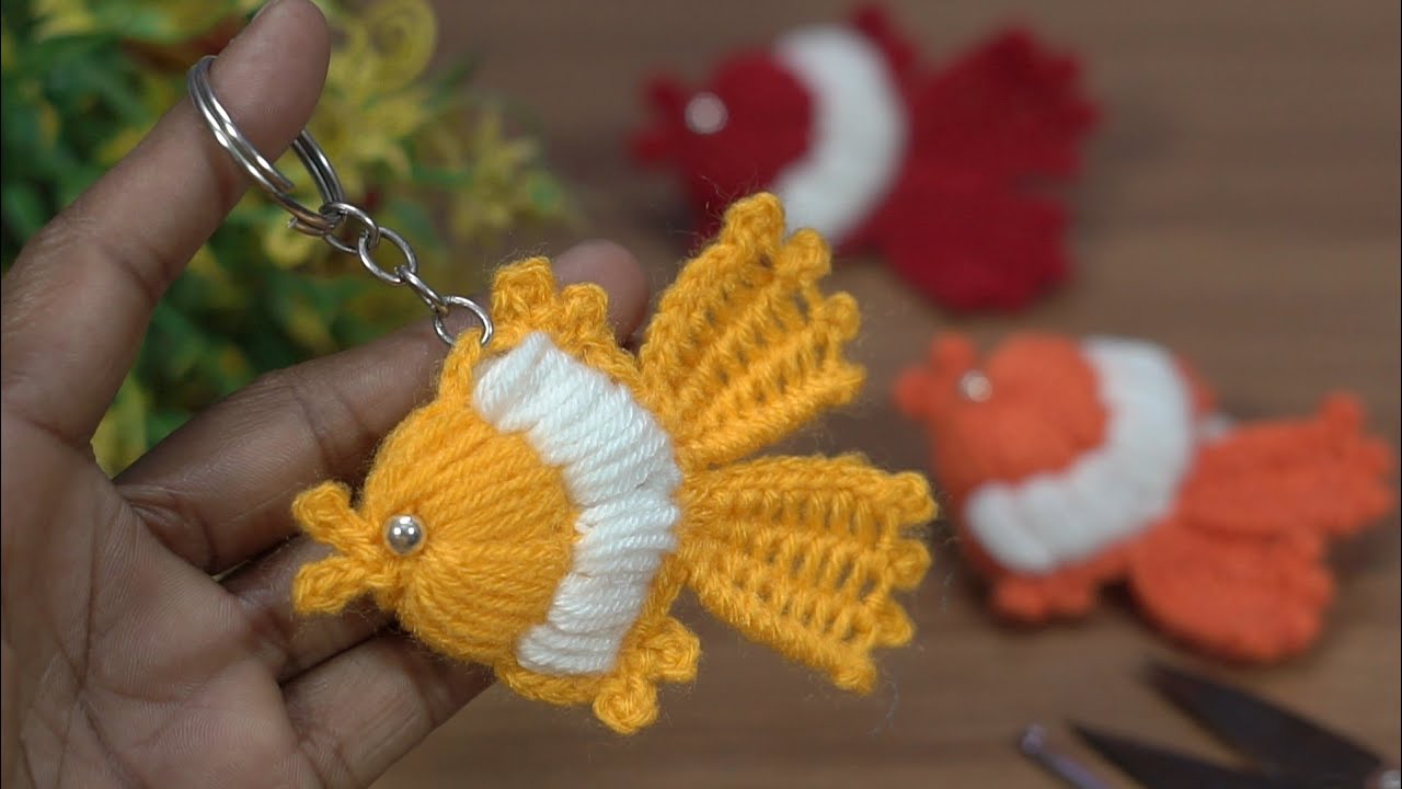 WoW Wonderful 😍😍 Little Cute Goldfish Knitting Handwork full video Tutorial/Fish keychain
