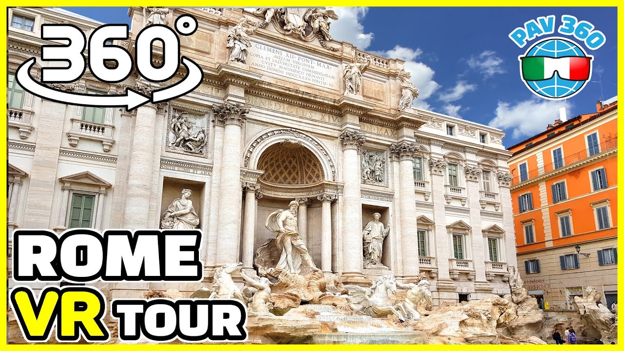 Rome tourism |Virtual guided tour of Rome 360 VR Video | Trevi Fountain in Italy