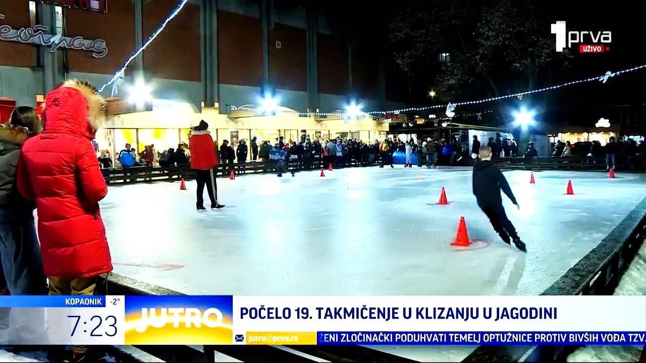 Jutarnje uključenje za TV PRVA - Počelo 19. takmičenje u klizanju u Jagodini (TV KCN 11.02.2026)