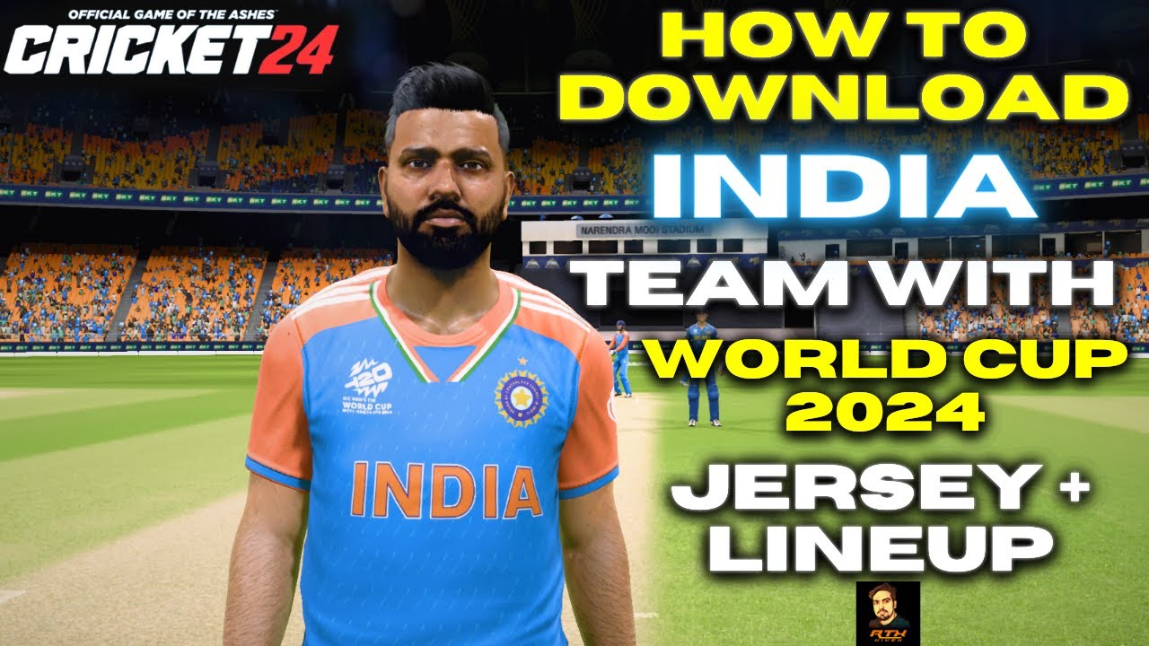How To Download Latest Indian Team With T20 World Cup 2024 Jersey + Lineup In Cricket 24 | RtxVivek