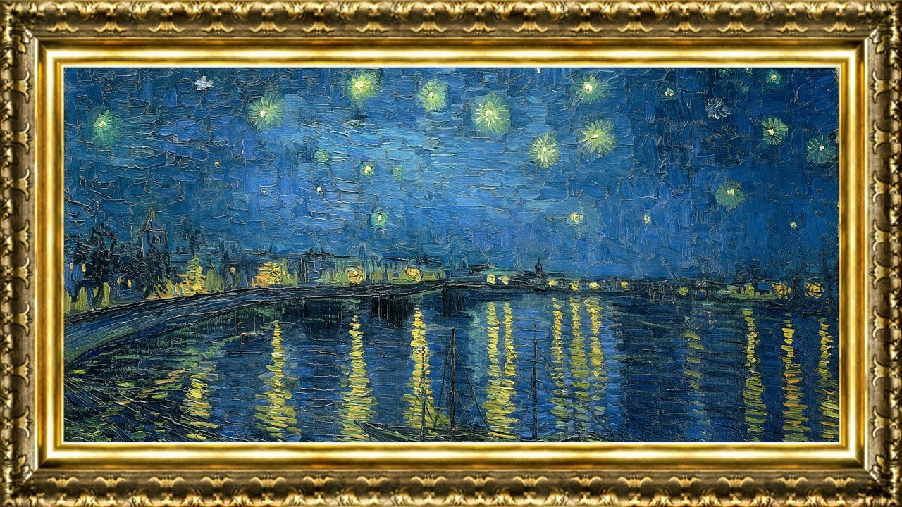 Vincent van Gogh - Starry Night Over the Rhone (1888) | Framed Fine Art Screensaver for TV