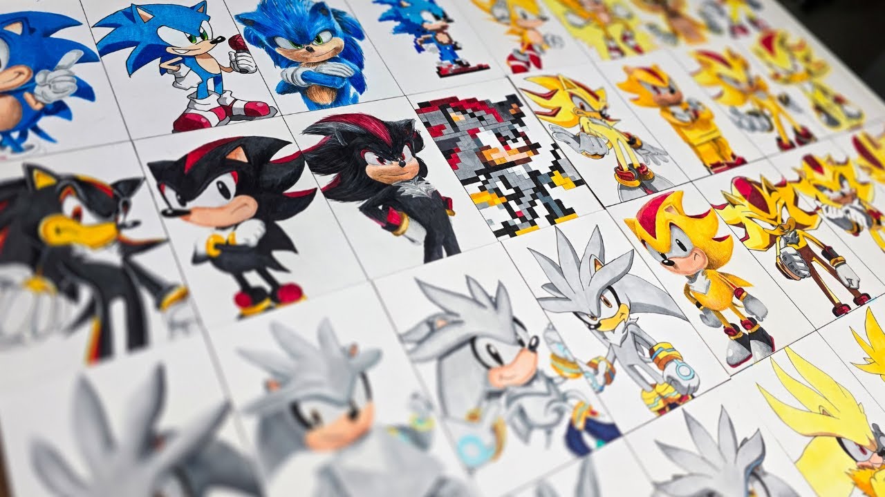 Drawing SONIC, SHADOW & SILVER - Normal vs. Super Form in Different Styles