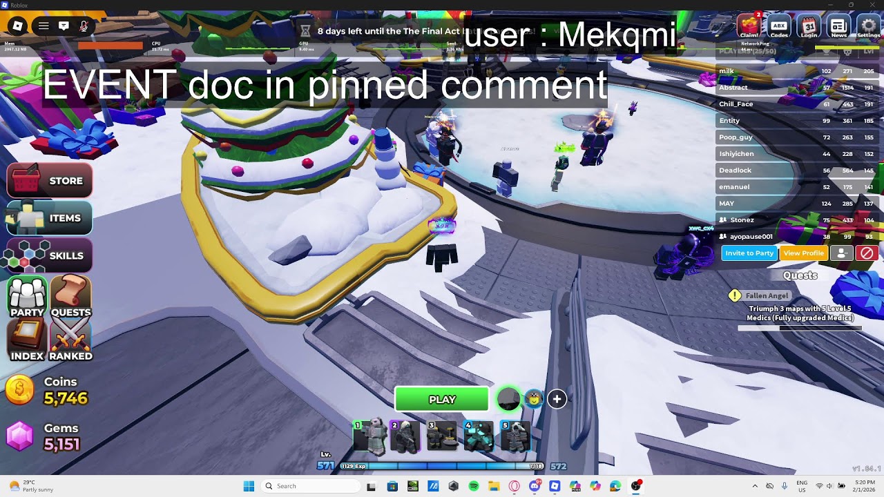 Playing/Helping people in TDS or anything else (discord in desc)