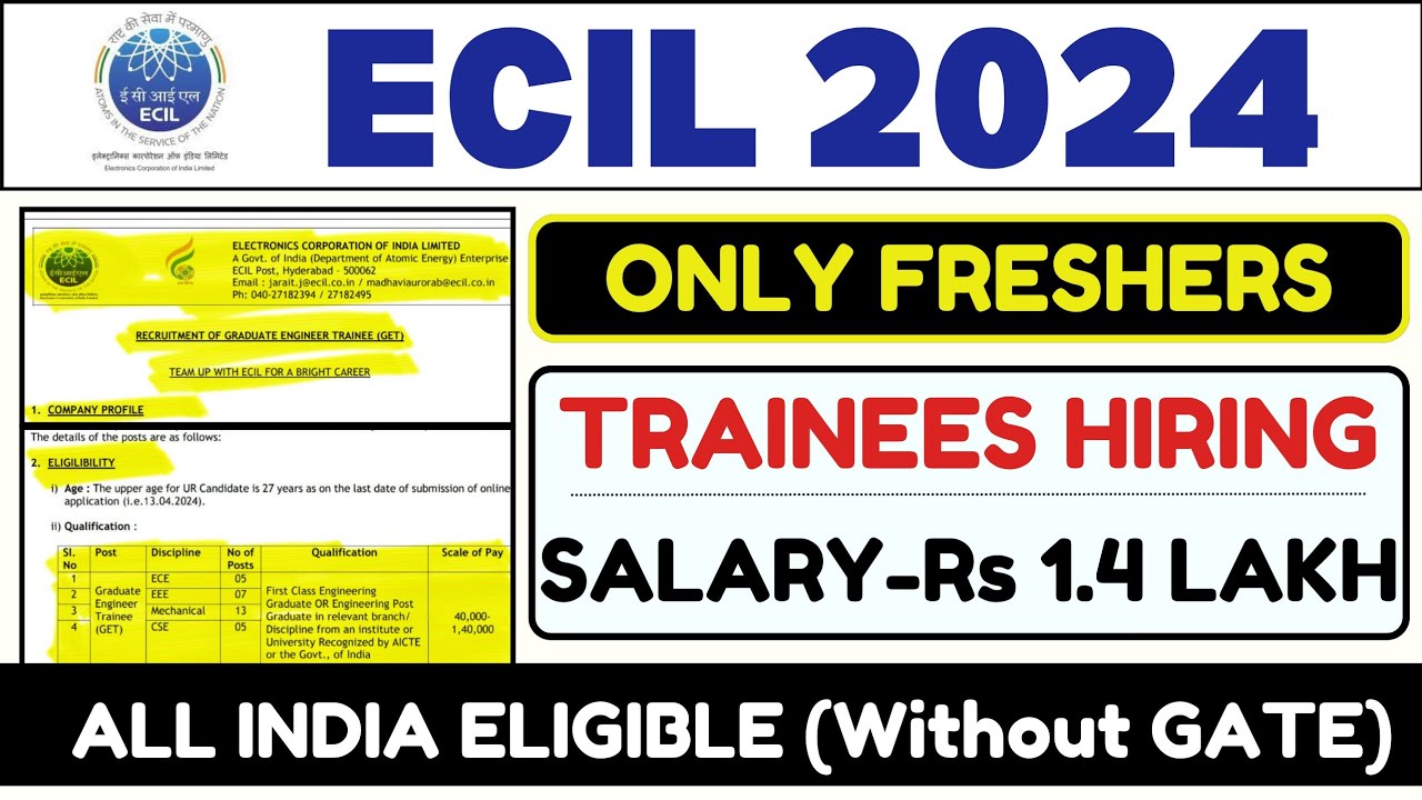 ECIL Recruitment 2024 | Trainee Recruitment| Freshers Jobs | ECIL New Vacancy 2024 |ECIL GET Vacancy