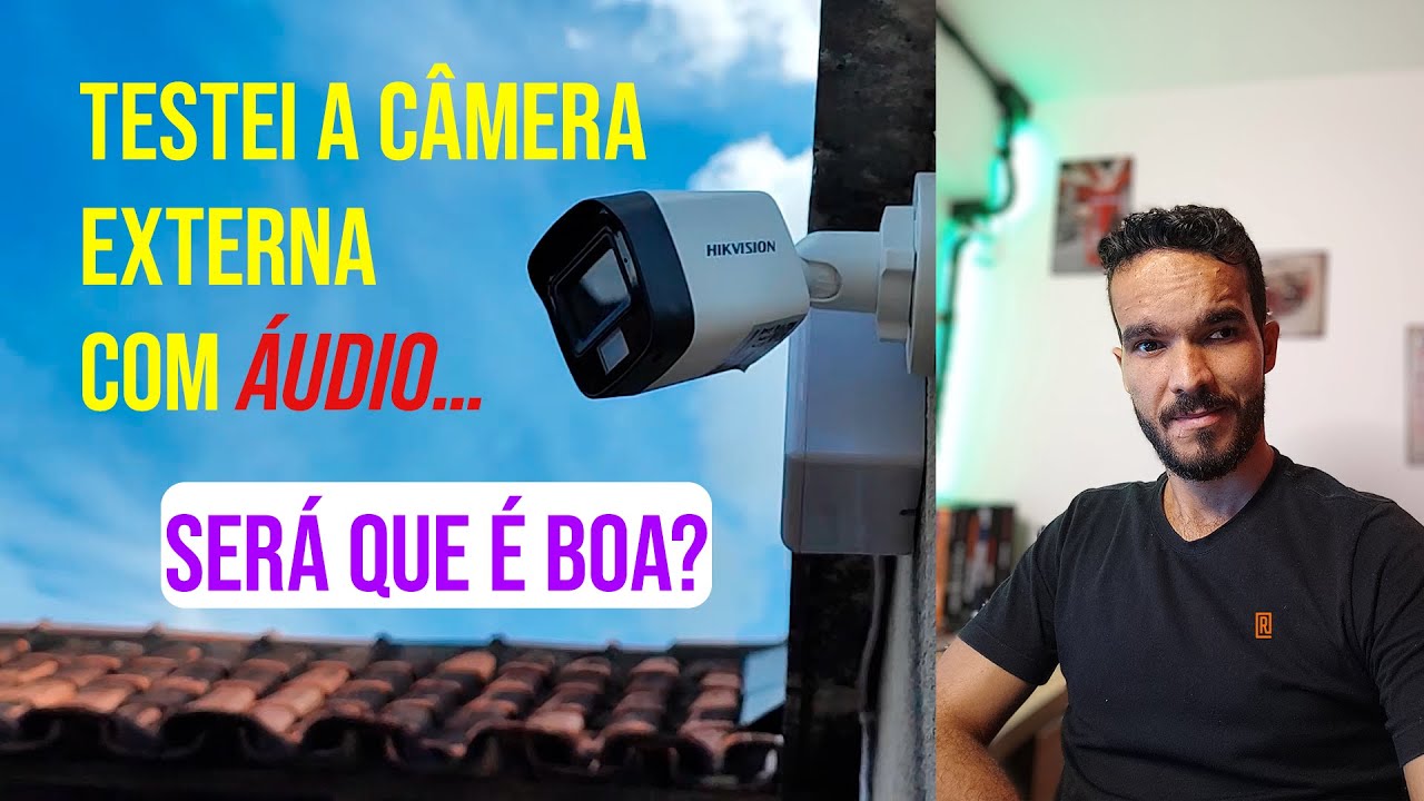 UNBOXING E REVIEW DA CÂMERA HIKVISION DS-2CE16D0T-LPFS COM ÁUDIO - TESTE COM ÁUDIO REAL DA CÂMERA