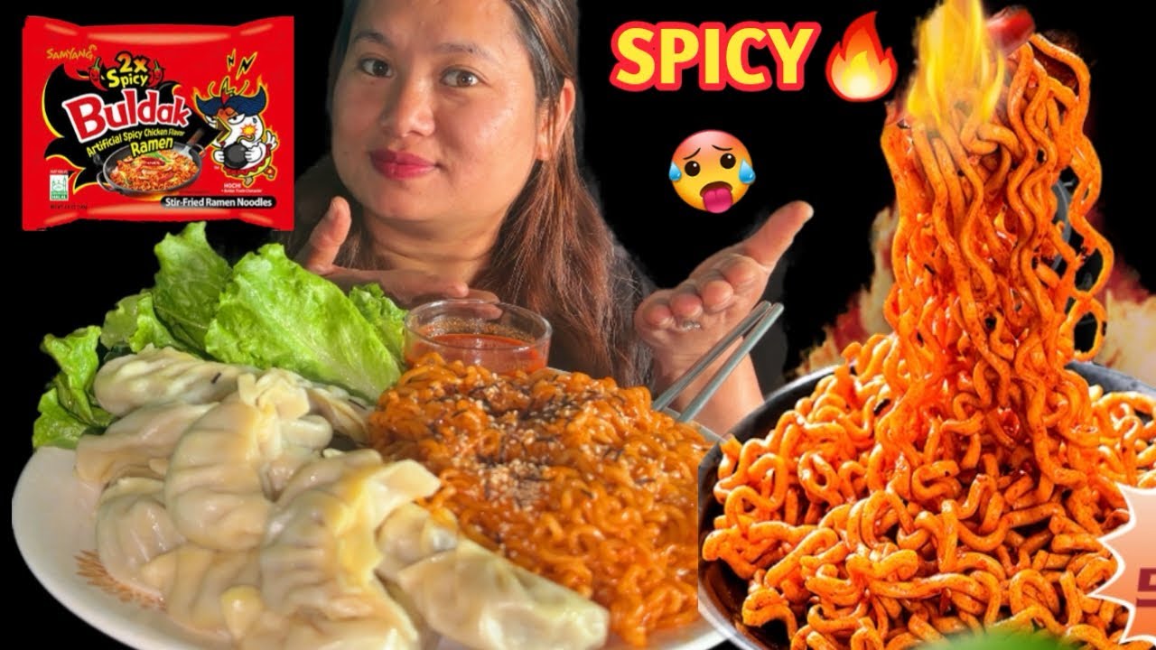 🔥ЧЕЛЛЕНДЖ: 2 ОЧЕНЬ ОСТРЫХ РАМЕНА БУЛДАК И МОМО | karunagrgshrestha #mukbang #eating